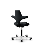 HAG Capisco 8106 B&uuml;rostuhl mit Sattelsitz - Schnelllieferprogramm Select Black SC60999 Aluminium schwarz Aluminium poliert Weiche Rollen f&uuml;r harte B&ouml;den