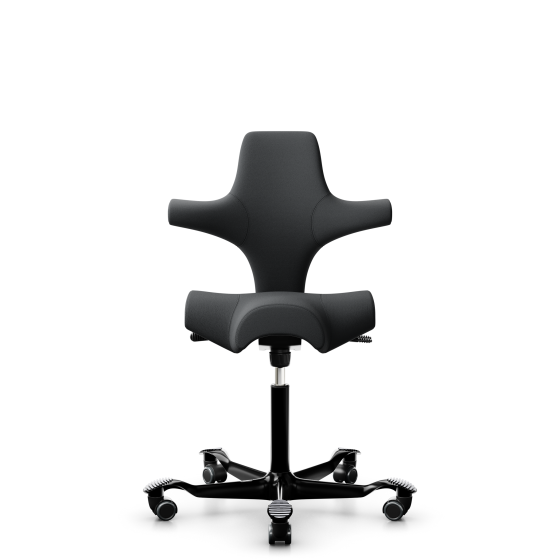 HAG Capisco 8106 Bürostuhl mit Sattelsitz - Schnelllieferprogramm Select Grey SC60134 Aluminium schwarz Gestellfarbe Weiche Rollen für harte Böden