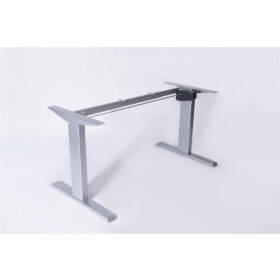 ergonomicoffice elektrisch h&ouml;henverstellbarer Schreibtisch 160 x 80 cm silber/wei&szlig;