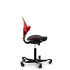 HAG Capisco Puls 8020 mit Sattelsitz bezogen- Schnelllieferprogramm Rote Schale Nexus Schwarz NEX13 Schwarz Gestellfarbe Weiche Rollen f&uuml;r harte B&ouml;den