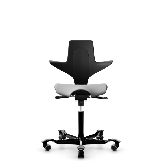 HAG Capisco Puls 8020 Bürostuhl Sattelsitz mit Sitzflächenmatte Schwarz Nexus Grau NEX01 Schwarz Gestellfarbe Harte Rollen für weiche Böden