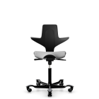 HAG Capisco Puls 8020 B&uuml;rostuhl Sattelsitz mit Sitzfl&auml;chenmatte Schwarz Nexus Grau NEX01 Schwarz Gestellfarbe Harte Rollen f&uuml;r weiche B&ouml;den
