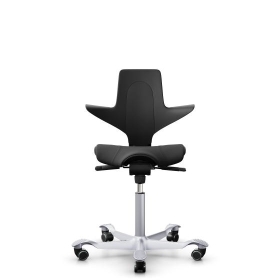 HAG Capisco Puls 8020 Bürostuhl Sattelsitz mit Sitzflächenmatte Schwarz Nexus Schwarz NEX13 Silber Gestellfarbe Weiche Rollen für harte Böden