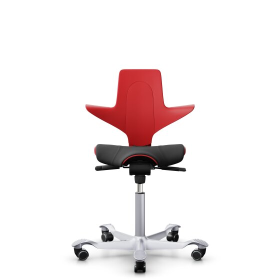 HAG Capisco Puls 8020 Bürostuhl Sattelsitz mit Sitzflächenmatte Rot Nexus Schwarz NEX13 Silber Gestellfarbe Harte Rollen für weiche Böden