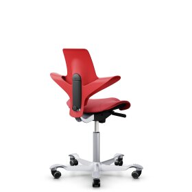 HAG Capisco Puls 8020 B&uuml;rostuhl Sattelsitz mit Sitzfl&auml;chenmatte Rot Nexus Rot NEX16 Silber Gestellfarbe Weiche Rollen f&uuml;r harte B&ouml;den