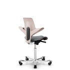 HAG Capisco Puls 8020 B&uuml;rostuhl Sattelsitz mit Sitzfl&auml;chenmatte Pink Nexus Grau NEX01 Wei&szlig; Aluminium poliert Harte Rollen f&uuml;r weiche B&ouml;den
