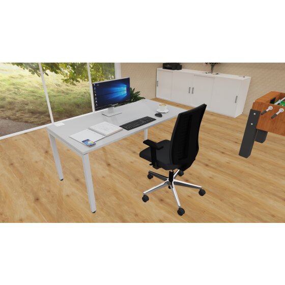 HomeOffice Paket Classic bestehend aus Schreibtisch und Bürodrehstuhl: Grau