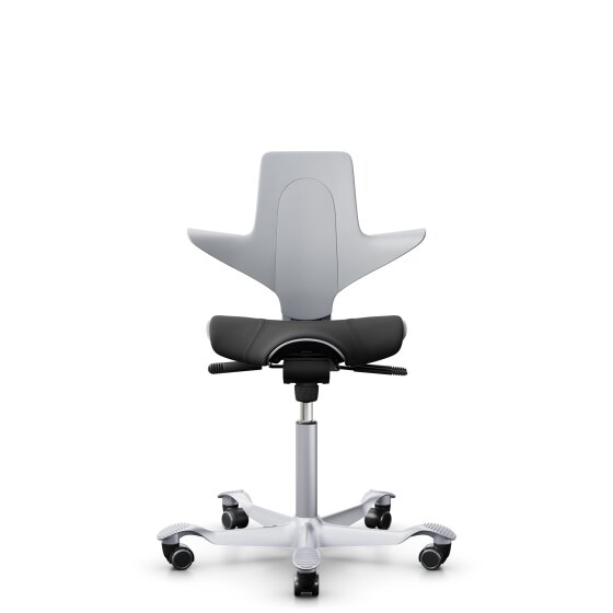 HAG Capisco Puls 8020 Bürostuhl Sattelsitz mit Sitzflächenmatte Hellgrau Select Schwarz SC60999 Gestellfarbe Silber  Weiche Rollen für harte Böden