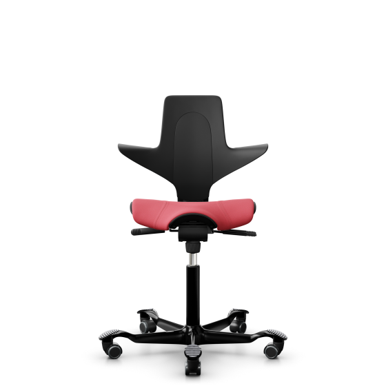 HAG Capisco Puls 8020 Bürostuhl Sattelsitz mit Sitzflächenmatte Schwarz Nexus Rot NEX16 Schwarz Gestellfarbe Weiche Rollen für harte Böden #1